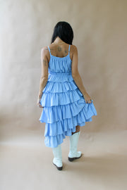 Riley Tiered Ruffle Midi Dress Blue