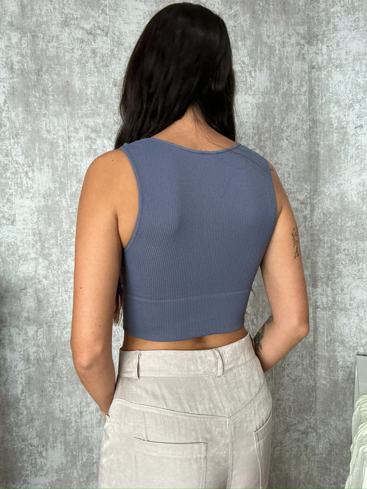 Carissa Ribbed Crop Top Charcoal