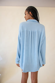 Brooke Ribbed Button Up Top Blue
