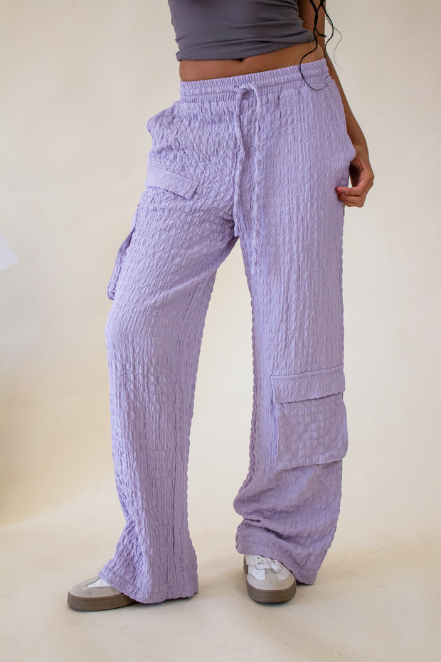 Molly Crinkle Cargo Pants Lilac