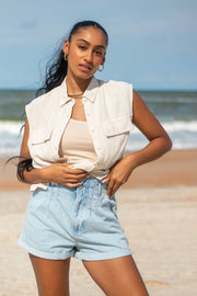 Blake Linen Button Down Top Oat