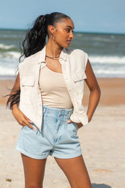 Blake Linen Button Down Top Oat