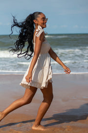 Ady Ruffled Cotton Dress Sand