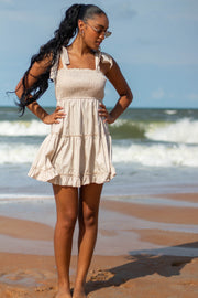 Ady Ruffled Cotton Dress Sand