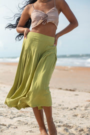 Asha Pleated Midi Skirt Olive