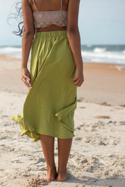Asha Pleated Midi Skirt Olive