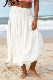 Asha Pleated Midi Skirt White