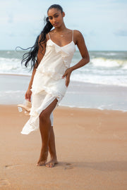 Tay Ruffled Midi Dress Ivory