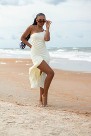 Melody One Shoulder Midi Dress Cream