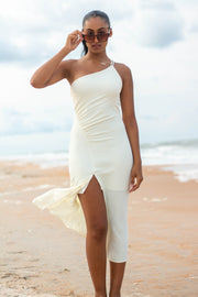 Melody One Shoulder Midi Dress Cream