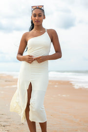 Melody One Shoulder Midi Dress Cream