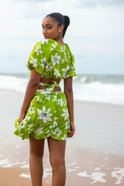 Ruby Tie Back Floral Dress Lime