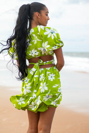 Ruby Tie Back Floral Dress Lime