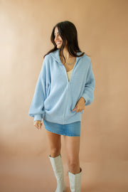 Jones Zip Front Sweater Baby Blue