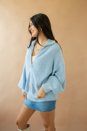 Jones Zip Front Sweater Baby Blue