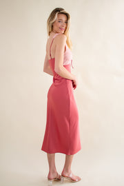 Abby Lace Slip Midi Dress Rose