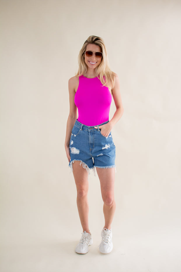 Theo Tank Bodysuit Fuchsia