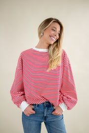 Hailey Striped Top Red