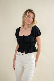Mariana Lace Up Top Black