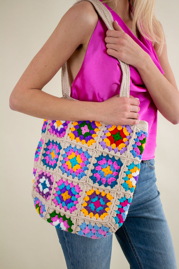 Granny Square Crochet Tote Bag