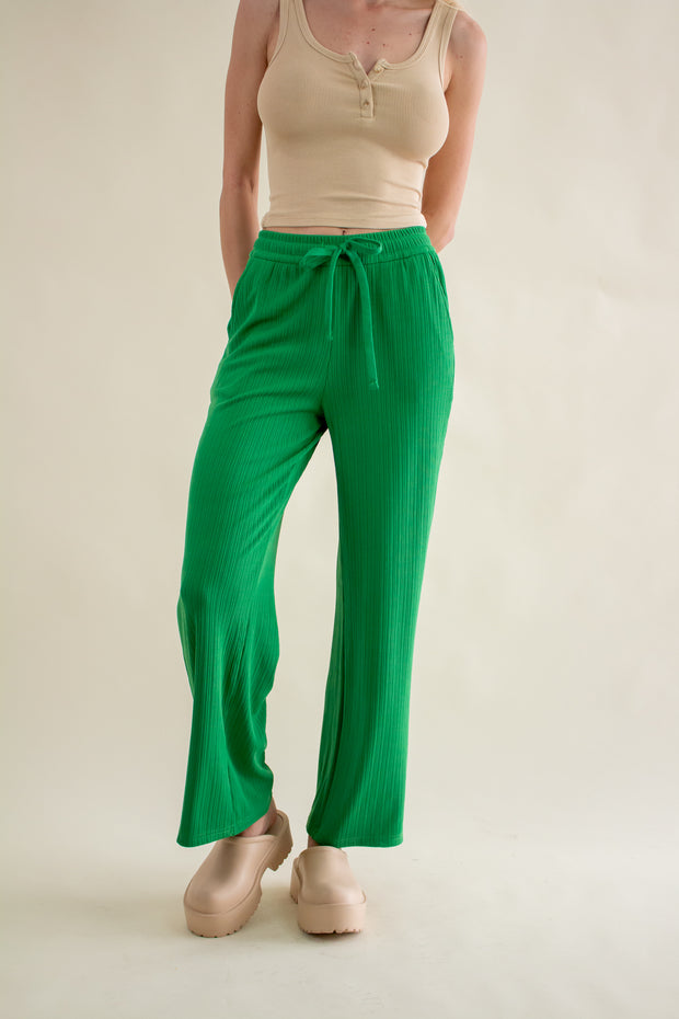 Sofie Ribbed Drawstring Pants Green