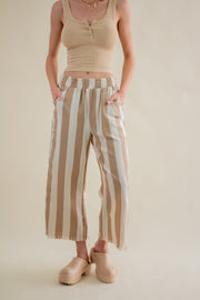 Andre Striped Wide Leg Pants Taupe