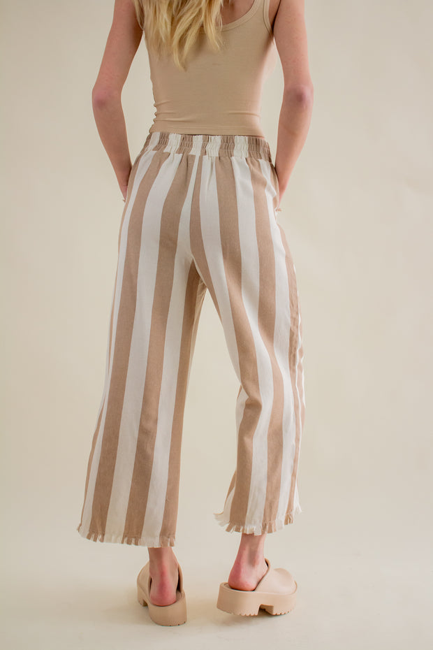 Andre Striped Wide Leg Pants Taupe