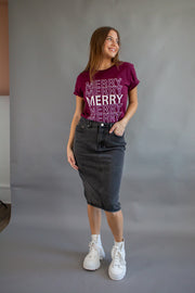 Merry Merry Graphic Tee Burgundy