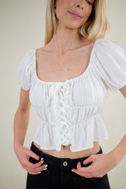 Mariana Lace Up Top White