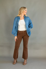 Chessy Denim Button Up Top