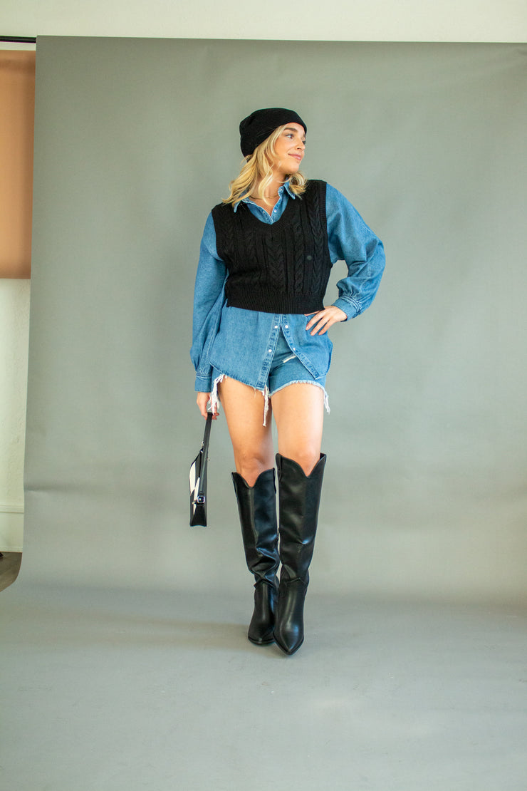 Leah Sweater Vest Black