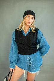 Leah Sweater Vest Black