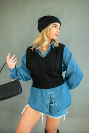 Leah Sweater Vest Black
