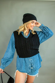 Leah Sweater Vest Black