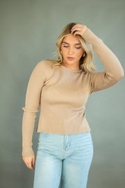 Lily Tie Back Sweater Top Taupe