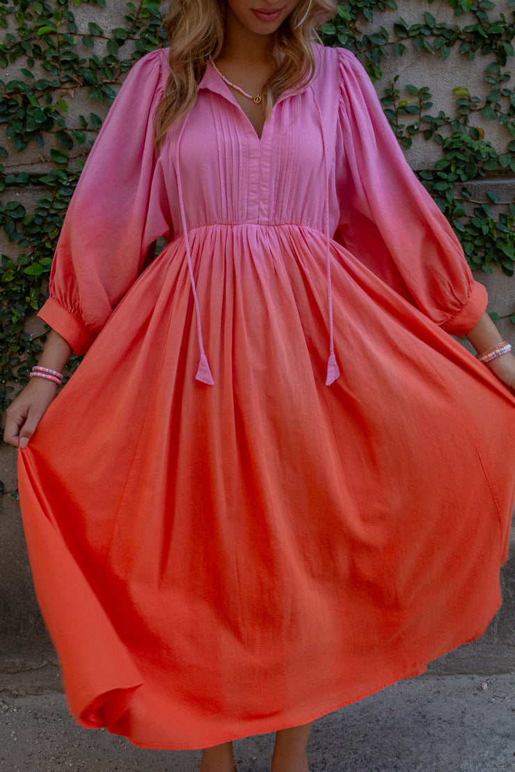 Anya Ombre Midi Dress Pink