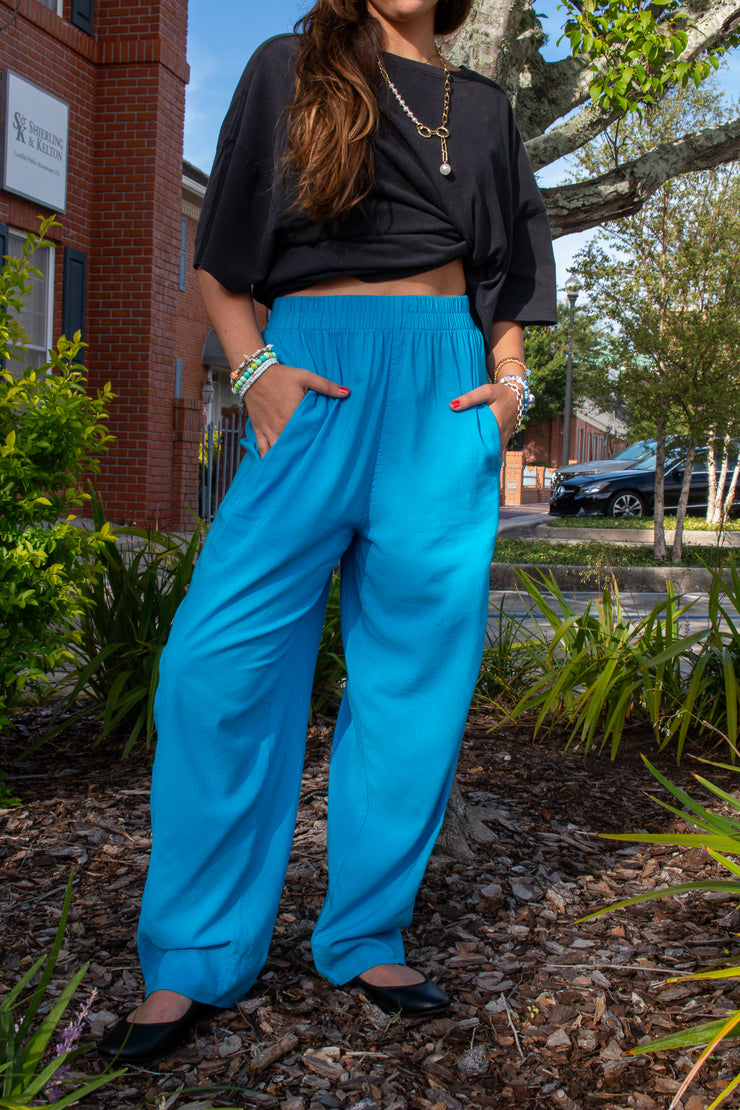 Arizona Elastic Waist Pants Blue