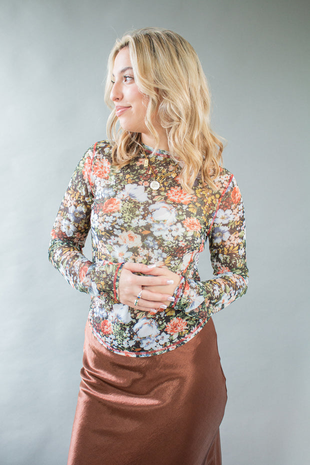 Darla Floral Mesh Top