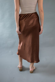 Piper Satin Midi Skirt Brown