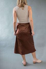 Piper Satin Midi Skirt Brown