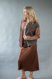 Piper Satin Midi Skirt Brown