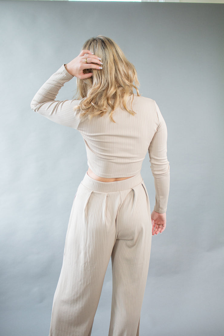 Roxy Wide Leg Pants Taupe