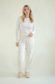 Ileana Waffle Knit Top Cream