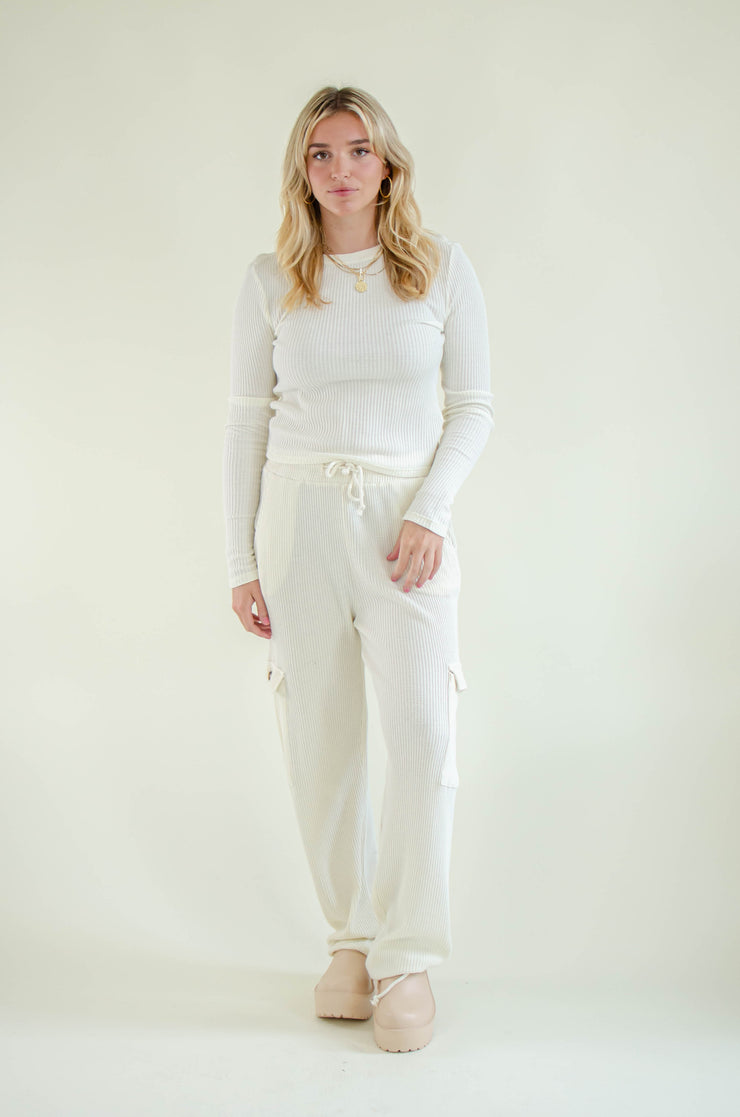 Ileana Waffle Knit Top Cream