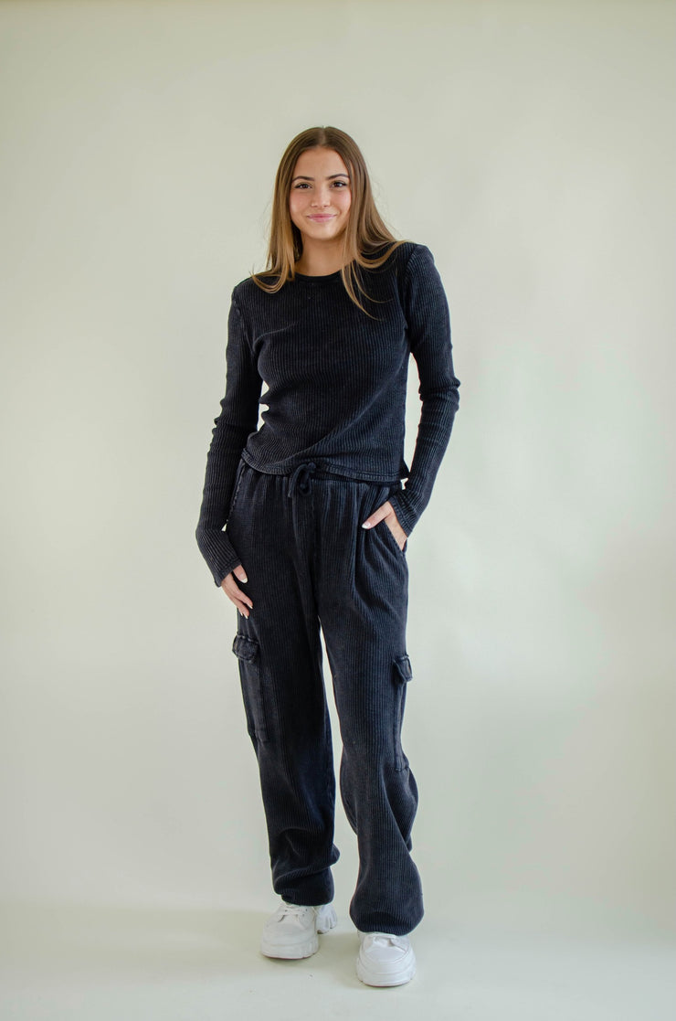 Ileana Waffle Knit Pants Black