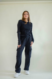 Ileana Waffle Knit Pants Black
