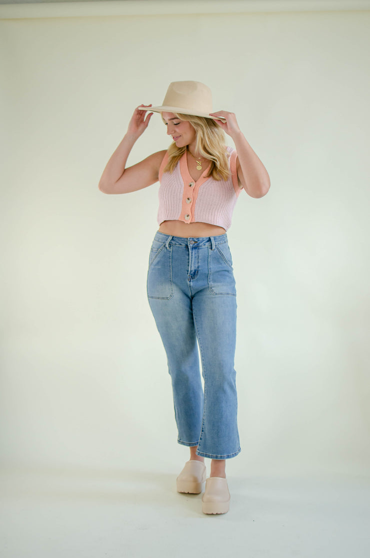 Penny Cropped Vest Pink
