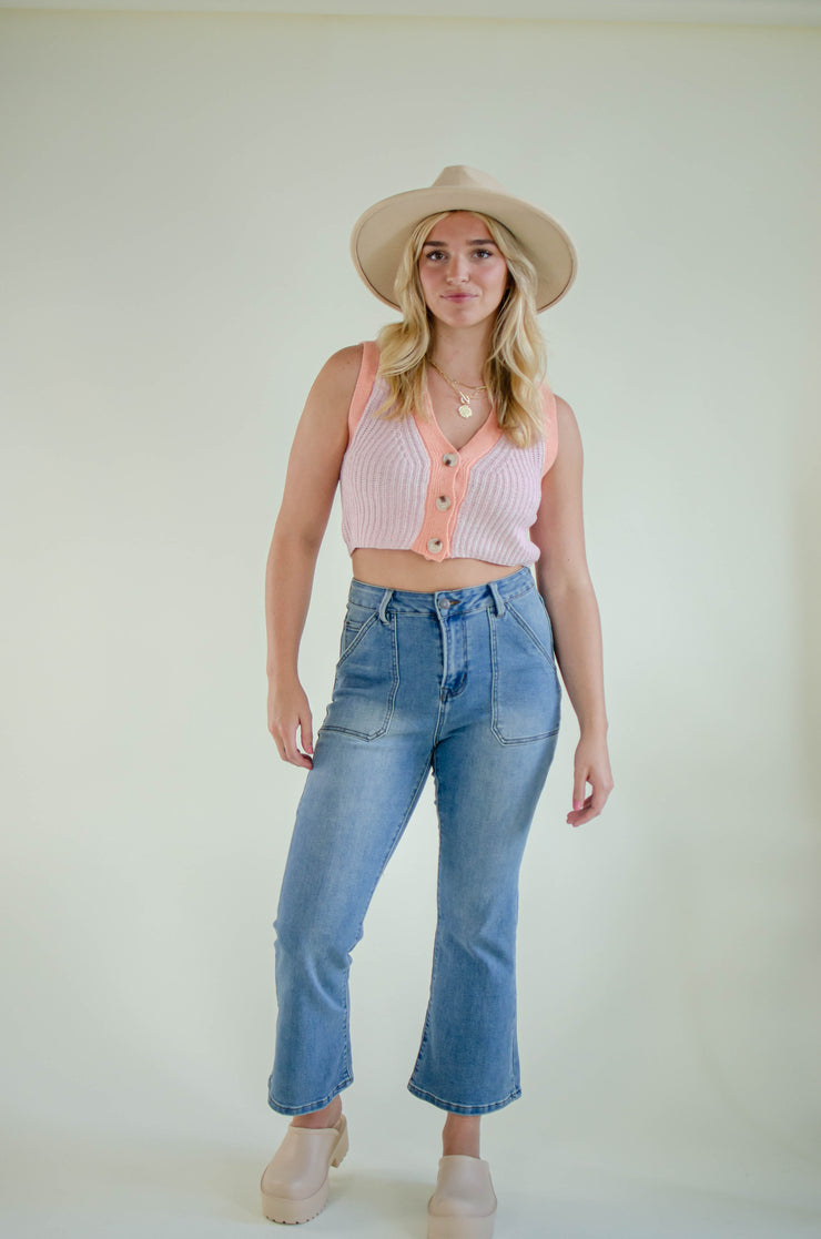 Penny Cropped Vest Pink