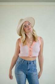 Penny Cropped Vest Pink