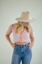 Penny Cropped Vest Pink